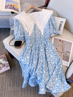 เดรสแขนสั้น มีไซส์ L-4XLอก 38-47 นิ้ว ใส่ได้ทั้งสาวหุ่นดีน่ารักจนถึงสาวอวบพลัสไซส์