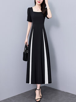 เดรสสีดำ ชุดเดรสคนอ้วน ชุดเดรสสาวพลัสไซส์ XL-5XL