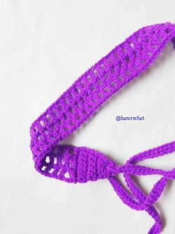 Bancrochet ที่คาดผมถักโครเชต์ crochet headband ม่วงเข็ม 1-1.5*13 inch