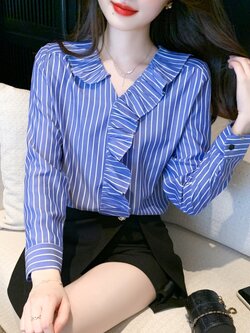 เสื้อเชิ้ตผู้หญิงแขนยาว เสื้อเชิ้ตผู้หญิงใส่ทํางาน 390 บาทต่อชิ้น ฟรีค่าจัดส่ง