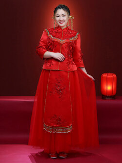 ชุดแต่งงานคนอ้วน ชุดแต่งงานจีน คนอ้วน ชุดเจ้าสาวไซส์ใหญ่ ชุดเจ้าสาวอ้วน ชุดเจ้าสาวอวบ