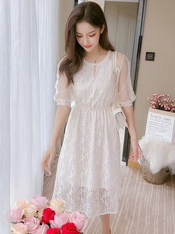 เดรสวัยรุ่น เดรสลูกไม้ชีฟอง By Meiyi women's clothing