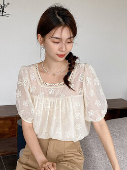 เสื้อลูกไม้ แขนสั้น