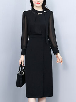 เดรสสีดำ ชุดเดรสคนอ้วน ชุดเดรสสาวพลัสไซส์ XL-5XL