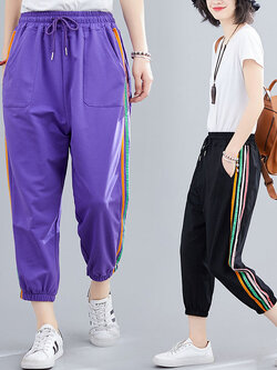 กางเกงผ้าลินิน กางเกงขายาว กางเกงผ้าลินินญี่ปุ่น กางเกงผ้าลินิน เอว ยางยืด By LZcotton and linen