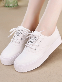 รองเท้าผ้าใบผู้หญิง รองเท้าผ้าใบแฟชั่น ผ้าใบแบบผูกเชือก มีไซส์ 35 36 37 38 39