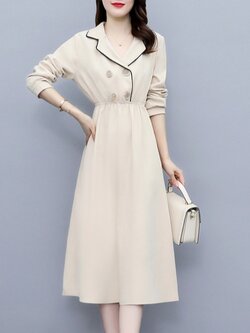 ชุดเดรสคนอ้วนแขนยาว ชุดเดรสคนอ้วนสไตล์เกาหลี เดรสแขนยาว