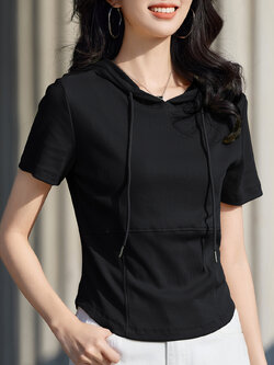 เสื้อยืดสีดำ แฟชั่น เสื้อยืด T-shirt สีดำ สวมใส่สบาย ไม่ร้อน