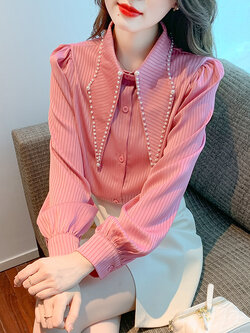 เสื้อเชิ้ตผู้หญิงแขนยาว เสื้อเชิ้ตผู้หญิงใส่ทํางาน 390 บาทต่อชิ้น ฟรีค่าจัดส่ง