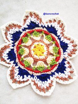 Bancrochet ที่รองแก้วถักโครเชต์ crochet coasters หลากสี 4 นิ้ว