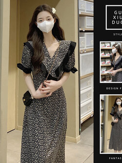 เดรสแขนสั้นมีไซส์L-4XLอก38-47นิ้ว