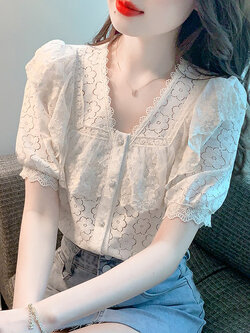 เสื้อลูกไม้ แขนสั้น