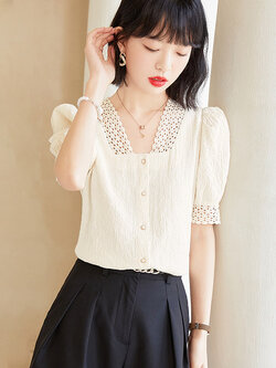 เสื้อลูกไม้ แขนสั้น