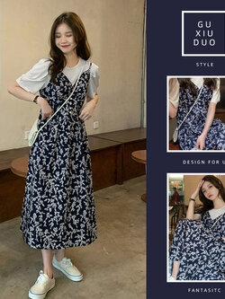 เดรสแขนสั้นมีไซส์L-4XLอก38-47นิ้ว