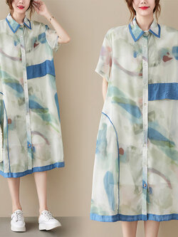 เดรสลินิน เดรสลินินเก๋ๆ เดรสผ้าฝ้าย เดรสลินินแขนสั้น ลายดอก BY LININ