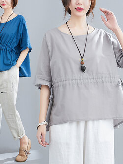 เสื้อผ้าฝ้าย เสื้อผ้าลินิน สไตล์ฤดูร้อน Cotton and linen art สไตล์VINTAGE Lian Zhi