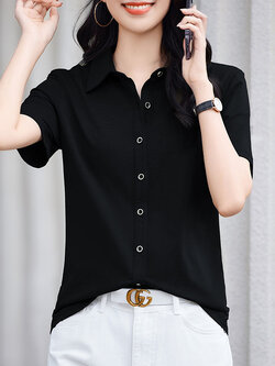 เสื้อยืดสีดำ แฟชั่น เสื้อยืด T-shirt สีดำ สวมใส่สบาย ไม่ร้อน