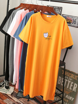 เดรสสไตล์เสื้อยืด S-3XL(อกเสื้อยืด 43- 51 นิ้ว)ใส่สบายๆอยู่บ้าน ใส่นอน