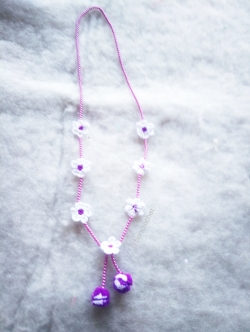 Bancrochet สร้อยคอุถักโครเชต์ necklace crochet สีม่วง 19 นิ้ว