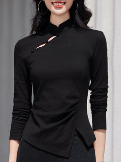 เสื้อยืดสีดำ แฟชั่น เสื้อยืด T-shirt สีดำ สวมใส่สบาย ไม่ร้อน