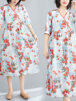 เสื้อผ้าฝ้าย เสื้อผ้าลินิน สไตล์ฤดูร้อน BY Lian Zhi Cotton and linen art สไตล์VINTAGE มีขนาดไซส์อกประมาณ 35-40 นิ้ว