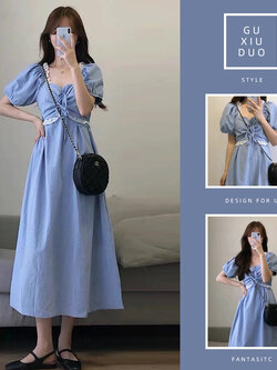 เดรสแขนสั้นมีไซส์L-4XLอก38-47นิ้ว