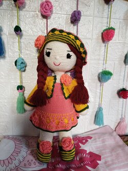 Bancrochet ตุ๊กตาถักโครเชต์รูปคน crochet doll หลากสี 14 inch
