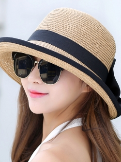 หมวกสาน หมวกสาน หมวกไปเที่ยงทะเล หมวกปานามาผู้หญิง