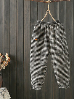 กางเกงผ้าลินิน กางเกงขายาว กางเกงผ้าลินินญี่ปุ่น กางเกงผ้าลินิน เอว ยางยืด By LZcotton and linen