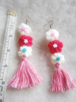 Bancrochet ต่างหูถักโครเชต์ crochet earring หลากสี 4-6 นิ้ว