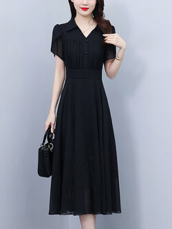 เดรสสีดำ ชุดเดรสคนอ้วน ชุดเดรสสาวพลัสไซส์ XL-5XL