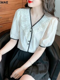 เสื้อลูกไม้ แขนสั้น