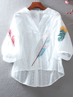 เสื้อลินิน เสื้อผ้าฝ้ายลินิน เสื้อเชิ้ตผ้าลินิน ปักลายสวยๆด้วยด้าย สไตล์VINTAGE BY Dreamroom