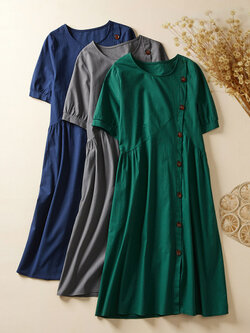 เดรสลินิน เดรสลินินเก๋ๆ เดรสผ้าฝ้าย เดรสลินินแขนสั้น ลายดอก BY LININ