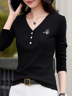 เสื้อยืดสีดำ แฟชั่น เสื้อยืด T-shirt สีดำ สวมใส่สบาย ไม่ร้อน