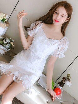 เดรสวัยรุ่น เดรสลูกไม้ชีฟอง By Meiyi women's clothing