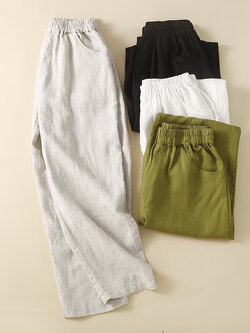 กางเกงผ้าลินิน กางเกงผ้าลินินหญิง กางเกงผ้าลินิน เอว ยางยืด