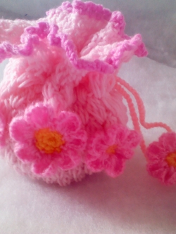 กระเป๋าดอกไม้ชมพู