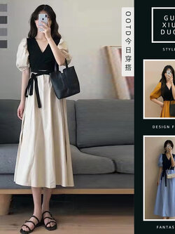 เดรสแขนสั้นมีไซส์L-4XLอก38-47นิ้ว