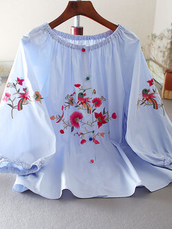 เสื้อลินิน เสื้อผ้าฝ้ายลินิน เสื้อเชิ้ตผ้าลินิน ปักลายสวยๆด้วยด้าย สไตล์VINTAGE