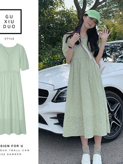 เดรสแขนสั้นมีไซส์L-4XLอก38-47นิ้ว