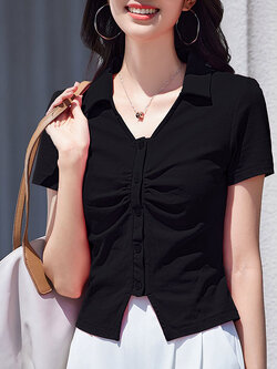 เสื้อยืดสีดำ แฟชั่น เสื้อยืด T-shirt สีดำ สวมใส่สบาย ไม่ร้อน