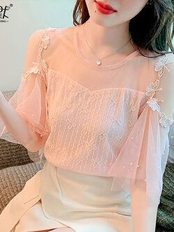 เสื้อลูกไม้ แขนสั้น