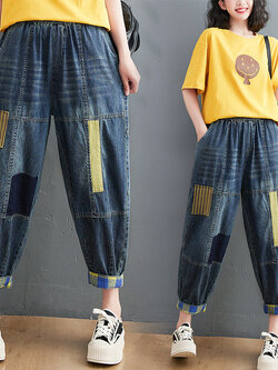 กางเกงยีนส์วินเทจ กางเกงขายาว By LZcotton and linen