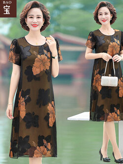 เดรสวัยผู้ใหญ่40-60ปีเดรสคุณแม่ Yi Shi Bao