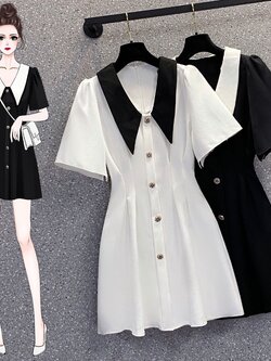 เดรสแขนสั้น มีไซส์ L-4XLอก 38-47 นิ้ว ใส่ได้ทั้งสาวหุ่นดีน่ารักจนถึงสาวอวบพลัสไซส์