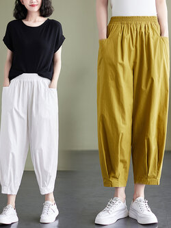 กางเกงผ้าลินิน กางเกงผ้าลินินหญิง กางเกงผ้าลินิน เอว ยางยืด