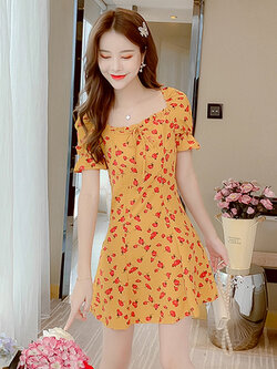 เดรสวัยรุ่น เดรสลูกไม้ชีฟอง By Meiyi women's clothing