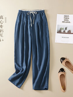 กางเกงผ้าลินิน กางเกงผ้าลินินหญิง กางเกงผ้าลินิน เอว ยางยืด