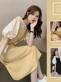 เดรสแขนสั้นมีไซส์L-4XLอก38-47นิ้ว